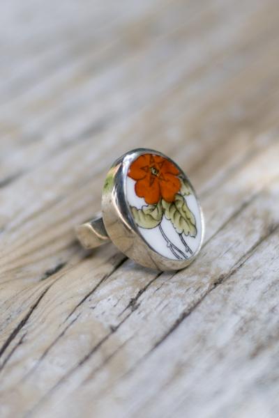 Rings – sterling silver set with glass or recycled china | Green Heart ...