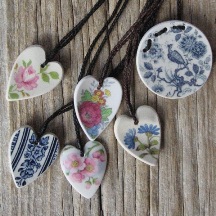 Recycled china pendants, assorted patterns