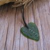 Glass heart pendant - engraved glass, koru and lancewood/horoeka design - Image 6