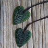 Glass heart pendant - engraved glass, koru and lancewood/horoeka design - Image 2