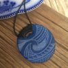 Glass round pendant - engraved glass moana/sea wave design - Image 3