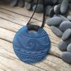Glass round pendant - engraved glass moana/sea wave design - Image 7