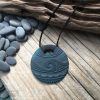 Glass round pendant - engraved glass moana/sea wave design - Image 6