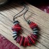 Glass bead and beach stone necklace