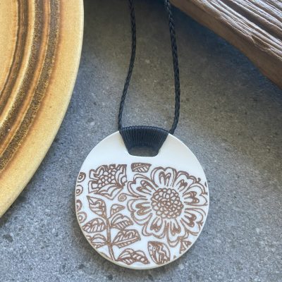 Recycled ceramic rectangle pendant - Crown Lynn, Fernleigh $64