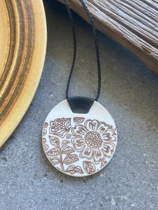 Recycled ceramic rectangle pendant - Crown Lynn, Fernleigh $64