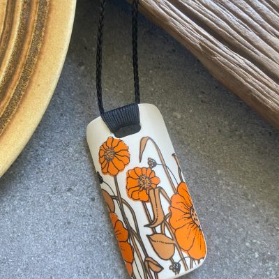 Recycled ceramic rectangle pendant - Crown Lynn, Sorrento $64