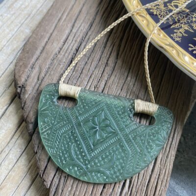 Glass semi circle pendant - vintage pressed glass and pressed glass