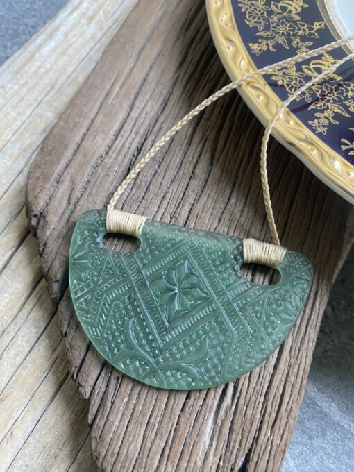 Glass semi circle pendant - vintage pressed glass and pressed glass