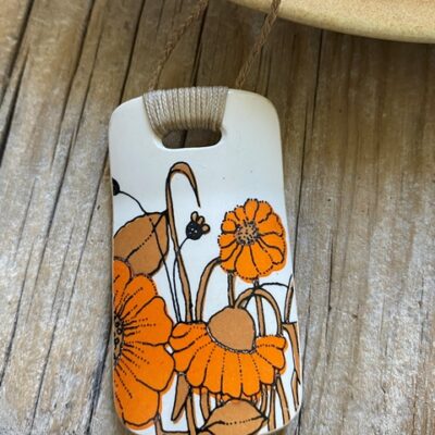 Recycled ceramic rectangle pendant - Crown Lynn 'Sorrento